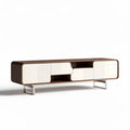 Modern wooden sideboard with white panel doors and metal legs 200 x 40 x 50cm