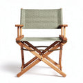 Foldable director chair with wooden frame and patterned fabric seat 50 x 50 x 80cm