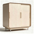 Wooden storage cabinet with sliding doors in light finish 80 x 40 x 90cm