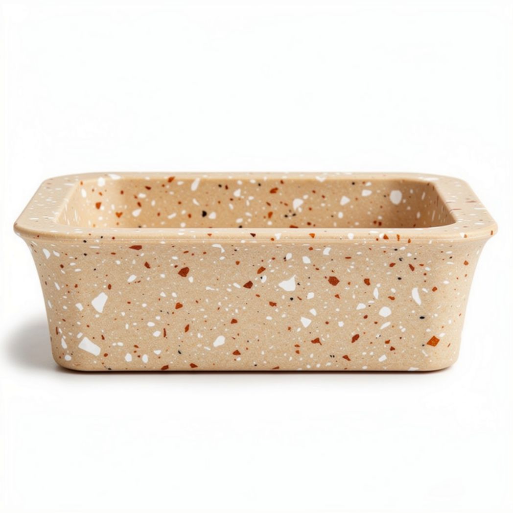 Terrazzo style rectangular serving bowl made of durable ceramic 20 x 15 x 5cm