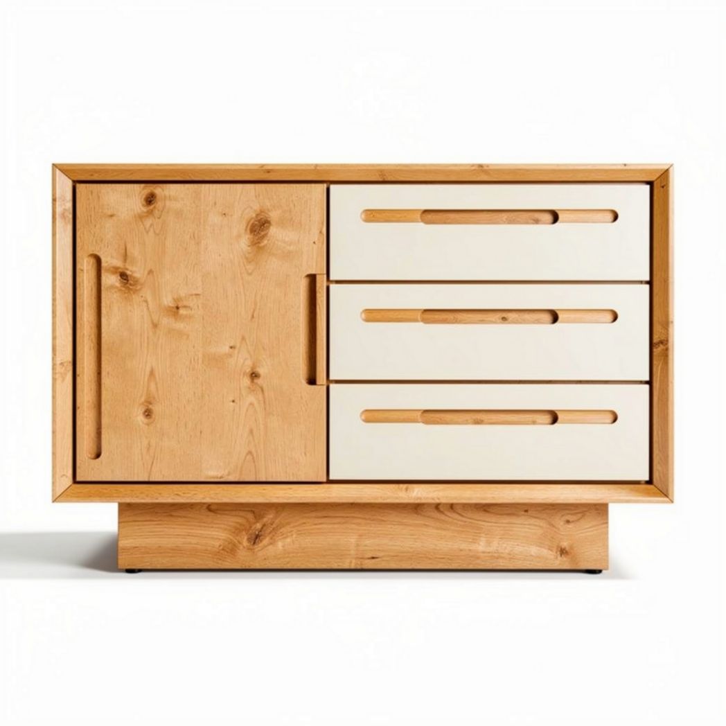 Wooden sideboard with three drawers and one cabinet door 80 x 40 x 60cm