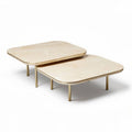 Marble coffee table set with metal legs in natural beige color 120 x 80 x 40cm