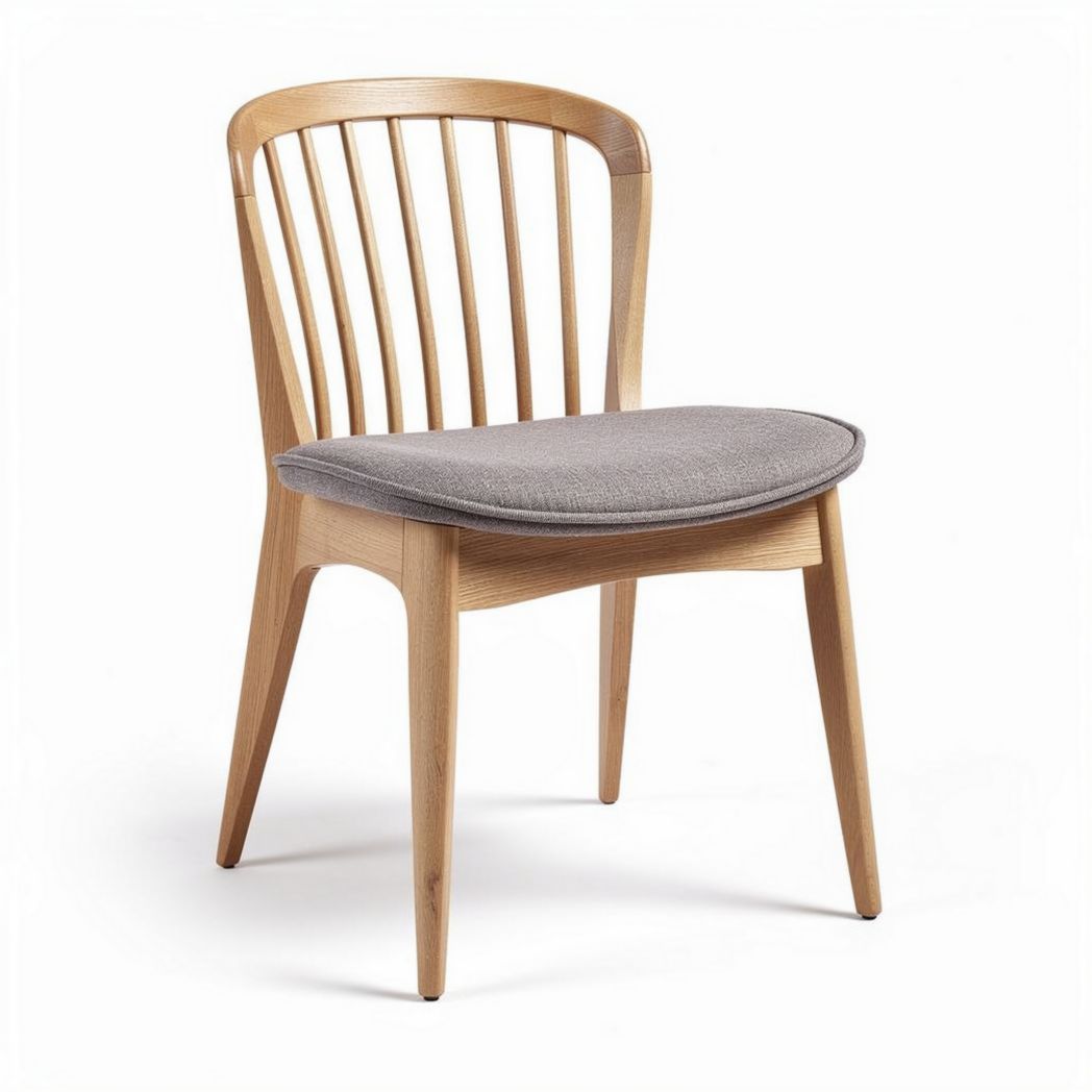 Wooden dining chair with upholstered seat 45 x 45 x 80cm natural finish