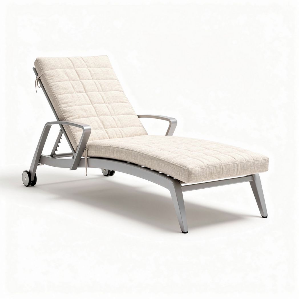 Outdoor lounge chair with adjustable backrest and aluminum frame in beige 180 x 70 x 85cm