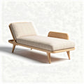 Linen upholstered chaise lounge with wood frame in neutral color 180 x 80 x 75cm