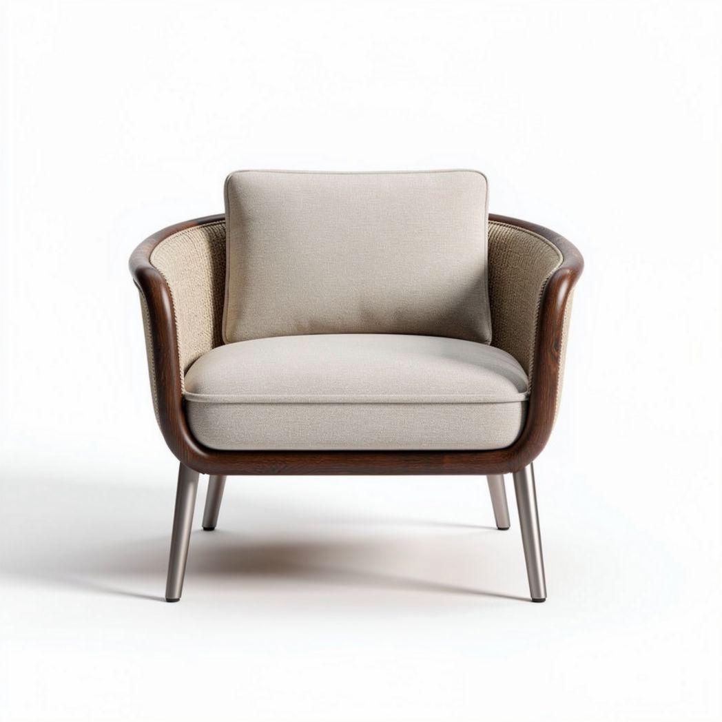 Modern accent chair with fabric upholstery and solid wood frame 80 x 80 x 75cm