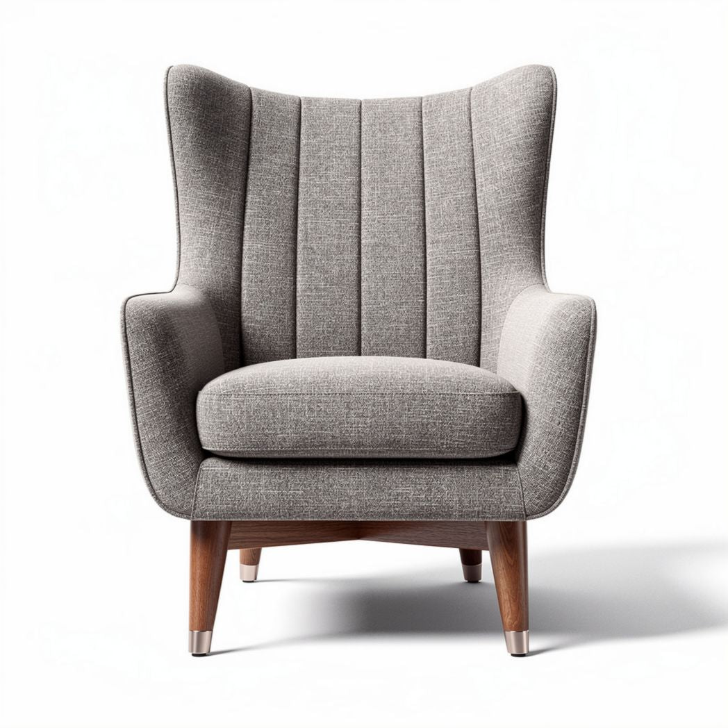 Fabric accent chair with wooden legs in gray 80 x 80 x 100cm