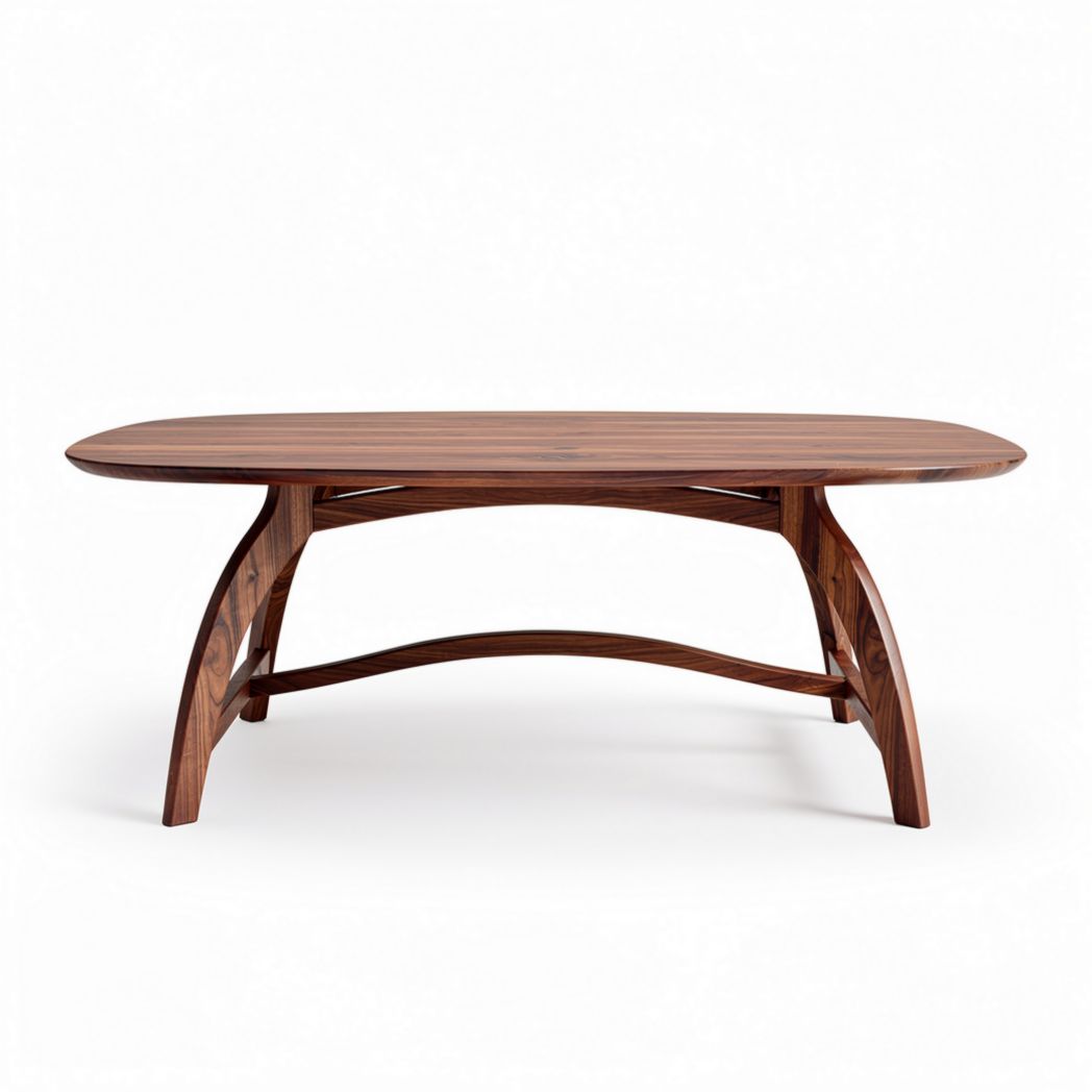 Wooden oval coffee table for living room 180 x 90 x 75cm brown finish